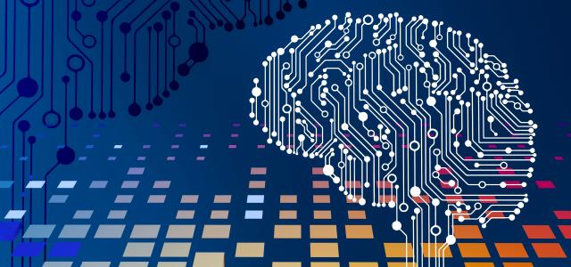 a computer circuit board with a brain on it by Steve Johnson courtesy of Unsplash.